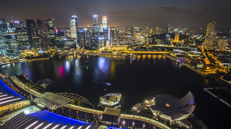 singapore skyline at night