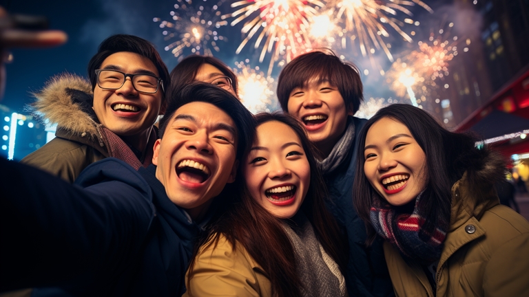 a group of friends taking a selfie