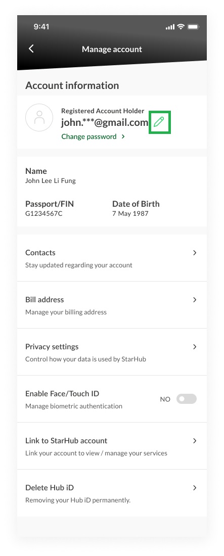 3. Manage account - hub id default 3. Manage account - hub id default