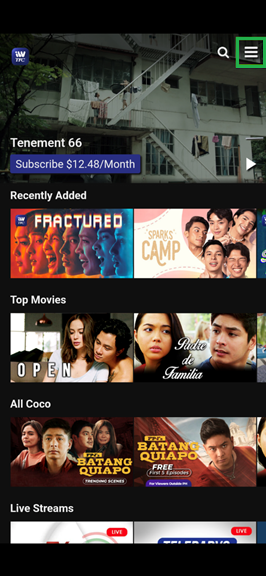 Activate iWantTFC_Menu Activate iWantTFC_Menu