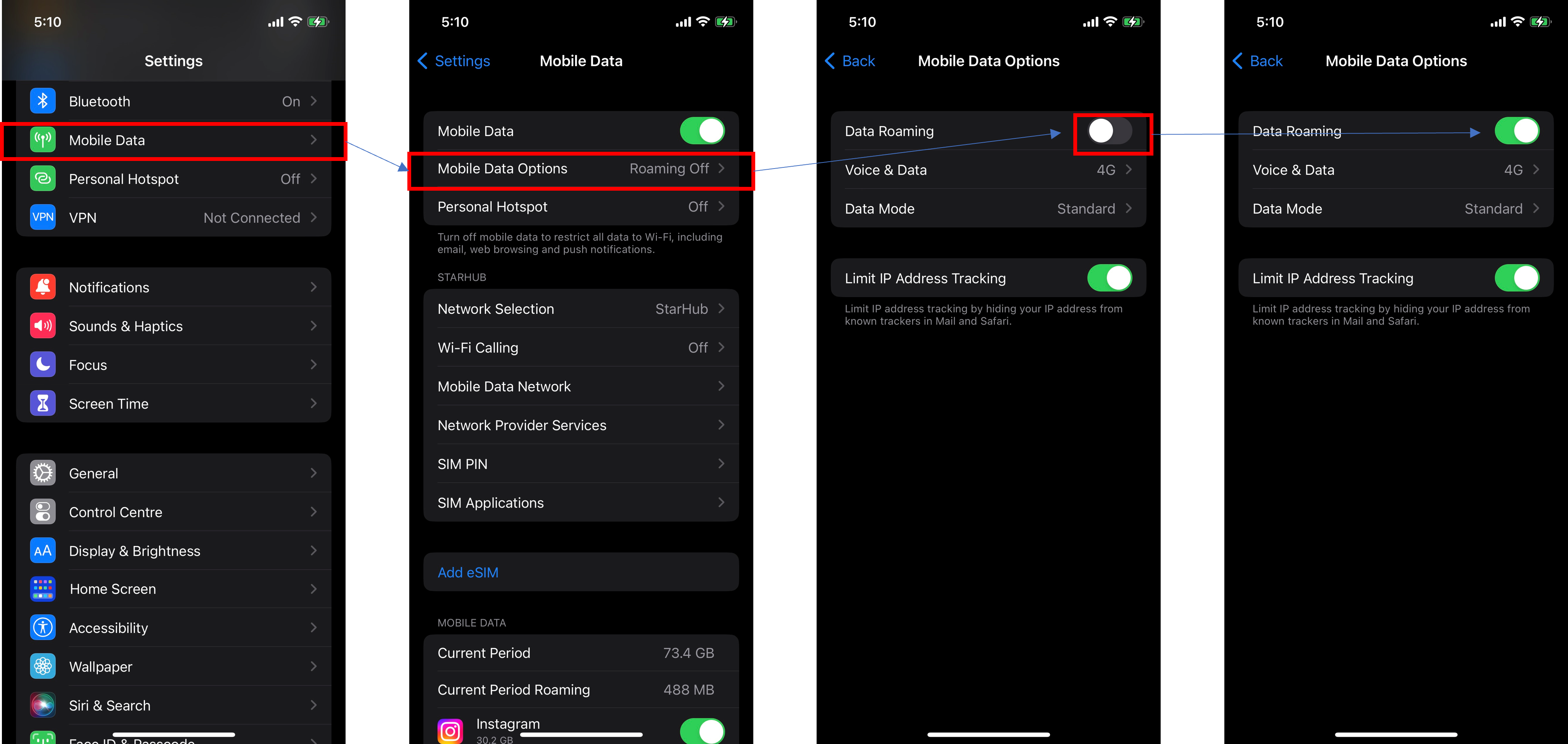 Enabling data roaming - iOS