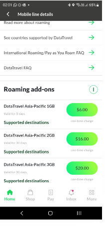 Data Travel Activation SA screenshot