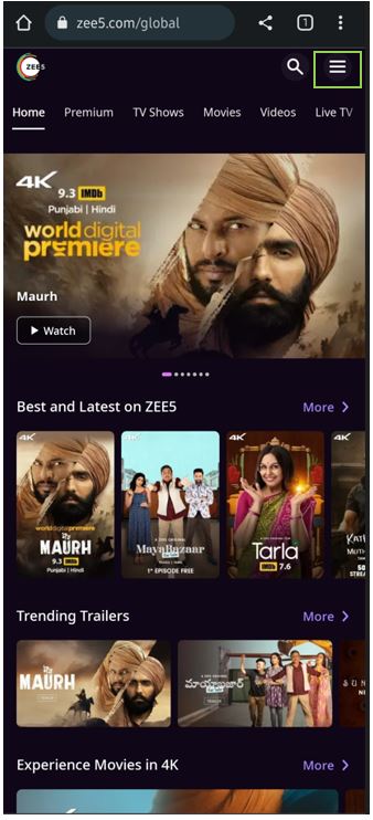 ZEE5 on Web 1